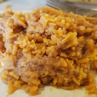 a plate of rice and beans