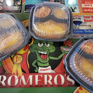 Take it to go put in your fridge and have a hot Romero's meal anytime