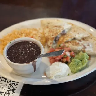 Beef Quesadilla w/ back beans