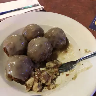Turkey Balls smothered in gravy.