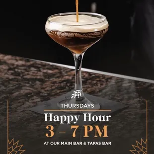 Happy hour on Thursdays as well as Tuesdays