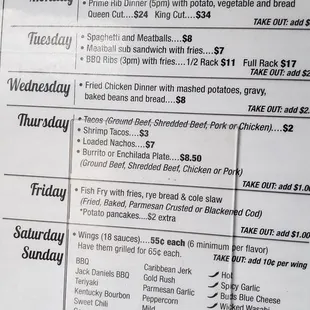 menu
