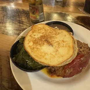Meatloaf pinto beans and cornbread