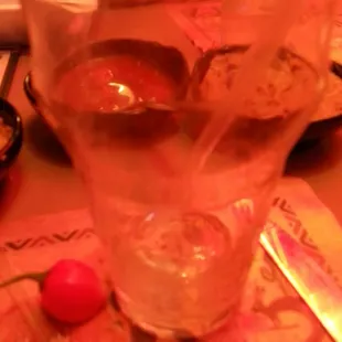 Empty glasses dyeing of thirst at Romines. Shitty service @ Romines