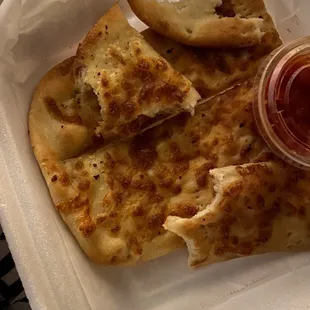 The breadsticks were hard as heck! I had to soak them in the spaghetti, which, I was not going to do my entire meal; it&apos;s still in the box.