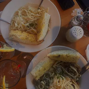 Chicken Marsala and Fettuccine Carbonara