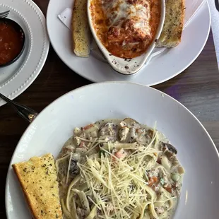 Lasagna and Fettuccini Carbonara