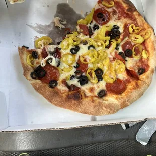 About 3 pieces were sliced. The rest was not