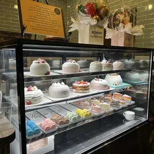 The beautiful selection of cakes and cookies.