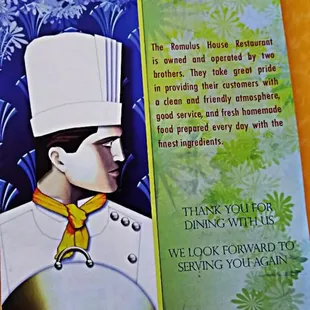 a menu for a restaurant