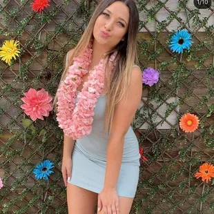 Beautiful Tatem in front of our Rustic Backdrop.