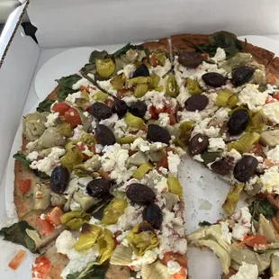The new Greek pizza on cauliflower crust!
