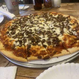 Italian beef and mushroom pizza homemade crust