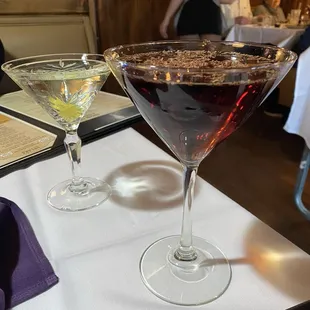 Gin Vesper and Raspberry Martini