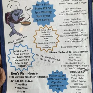 Menu side 1