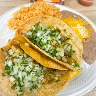 Taco Combo with Rice and Bean
