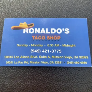 Info, order, menu