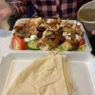 Greek salad with grilled chicken