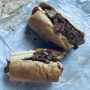 Large Steak and Cheese - Cooked Onion - Cooked Peppers  - Light Ketchup and Mayonnaise  - Pepperoni  - Becon  - Mushroom