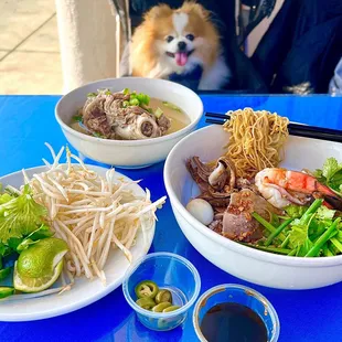 #28 Hù Tiếu Mí Khô Dặc Biệt: House Special Noodle w/ prawn, pork, squid, heart, liver, quail eggs | $13.95 + 50 cents soup on the side
