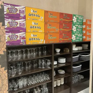 a wall of wine glasses