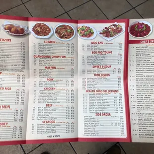 a menu for a chinese restaurant