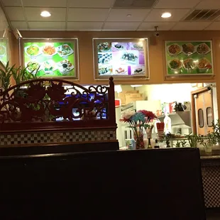 Sitting in dining room facing counter