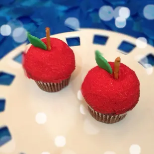 two red apple cupcakes