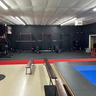 Seating and workout equipment.