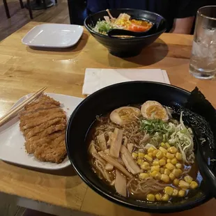 Shrimp ramen and chicken ramen