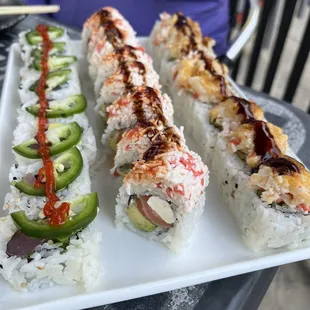 Left to right: Baja Special Roll, Rising Sun Special Roll, BSCR Special Roll