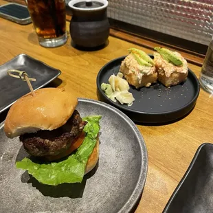 Kobe Sliders, Crab Rangoon Crispy Rice