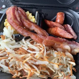 Perfect bacon and eggs and sausage