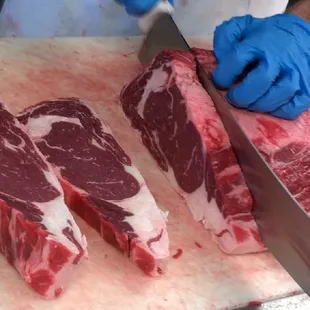 Valentines Day 2018 Boneless Ribeye for 3 one 2 " thick Mine and 2 a inch thick, going on the grill tonight