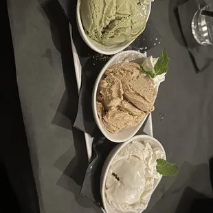 Gelato. Pistachio, salted Carmel and vanilla