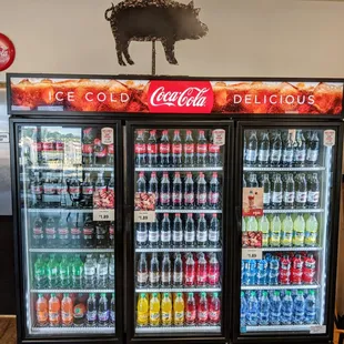 a display of coke and soft drinks