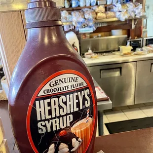 a bottle of herspy&apos;s syrup