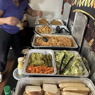 a buffet of food