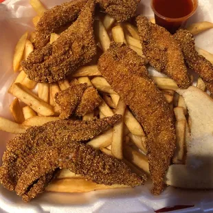 10 strip catfish BUT they gave me only 8