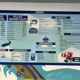 Menu (prices stay changing)