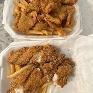 3 piece Catfish with Fries and 9 piece Shrimp with Fries. I originally ordered the 6 piece fish