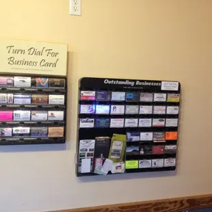 a wall of business cards