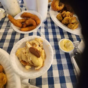 Banana pudding,  hush puppies ( a must have)