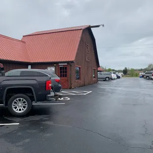 a truck parked in front of the restaurant