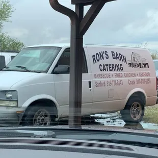 a van parked in a parking lot