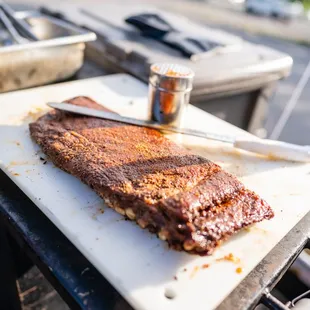 ribs on a cutting board