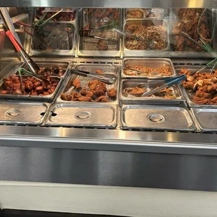a buffet of food