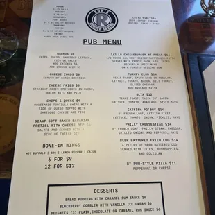 New menu