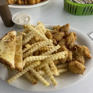 Chicken Bites with crinkle fries