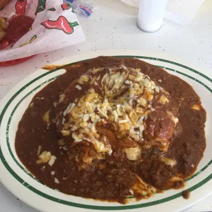 Sausage chili cheeseburger